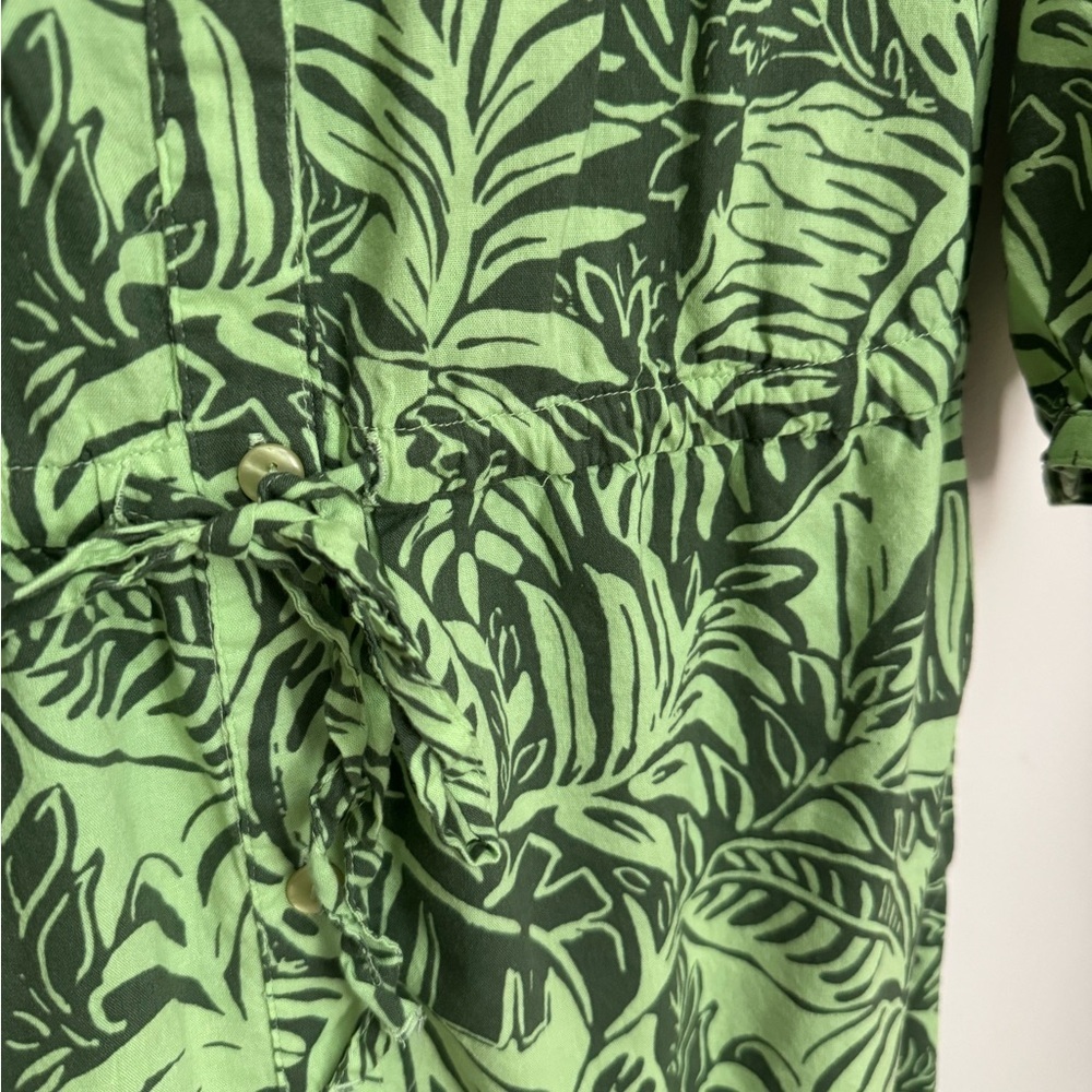 Appleseed’s Tropical Green Leaf Print Button Front Midi Dress Women’s Size 8 - Picture 4 of 6